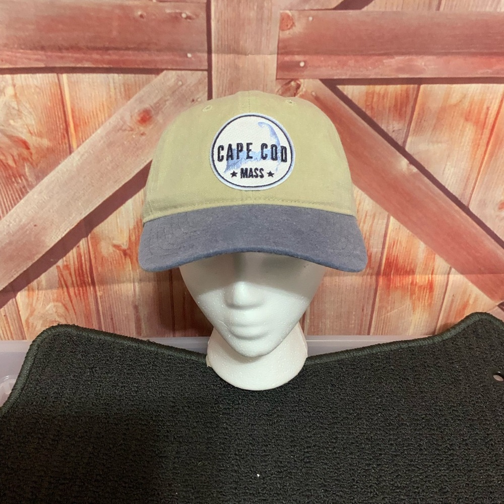 Embroidered Cape Cod mass khaki ball, cap NWT comfort colors, blue denim bill.
